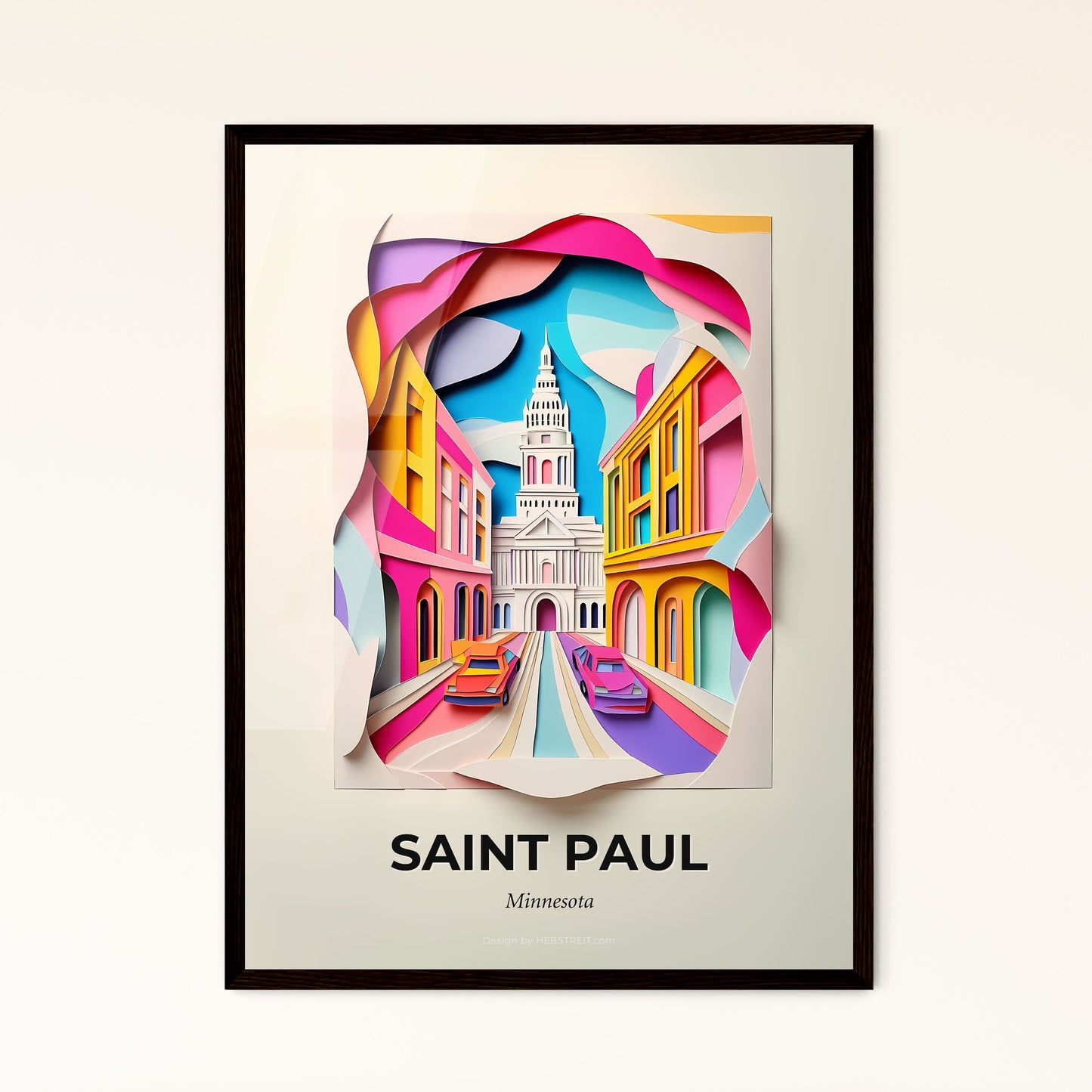 Vivid Saint Paul, Minnesota - a city with a car going down the street