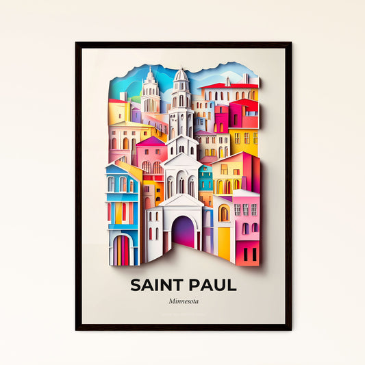 Vivid Saint Paul, Minnesota - a paper cut of a city with a church