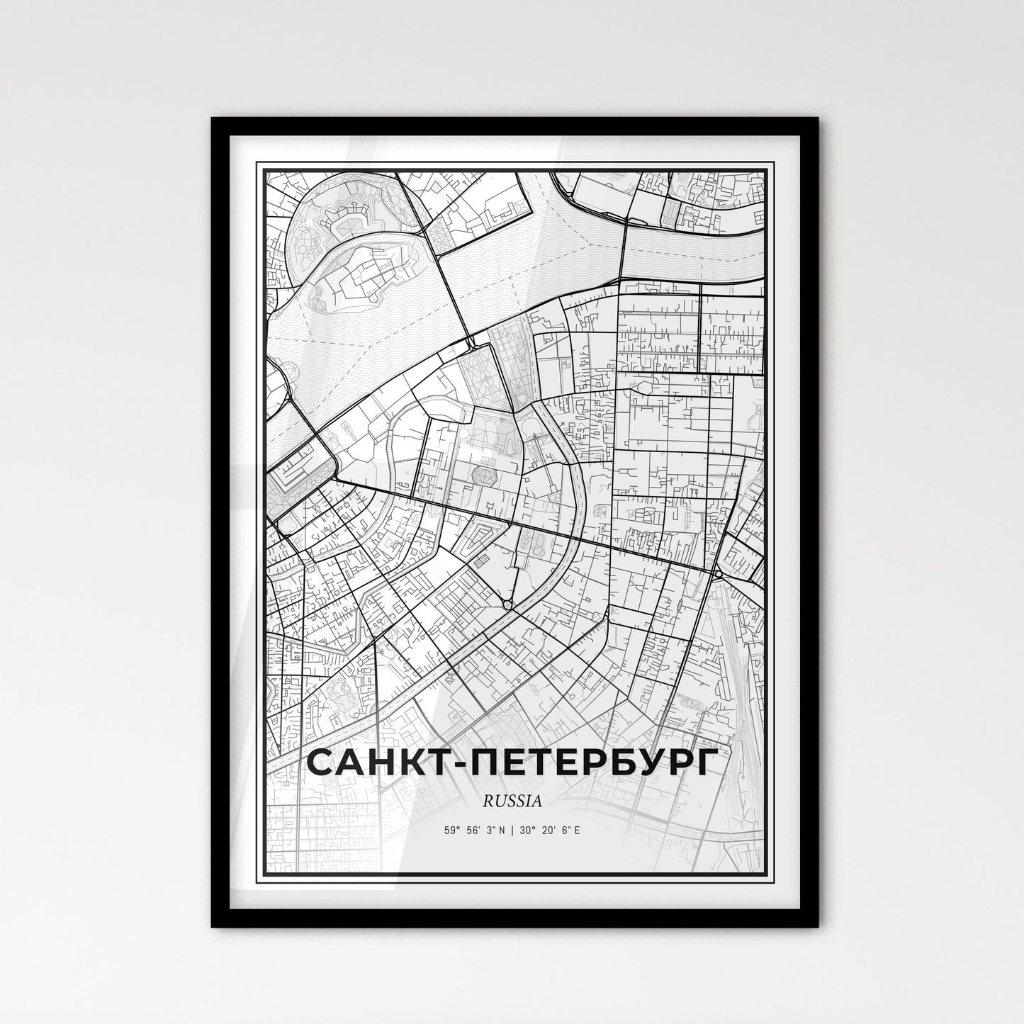 Saint Petersburg Russia - Scandinavian Style City Map for Modern Home Decor