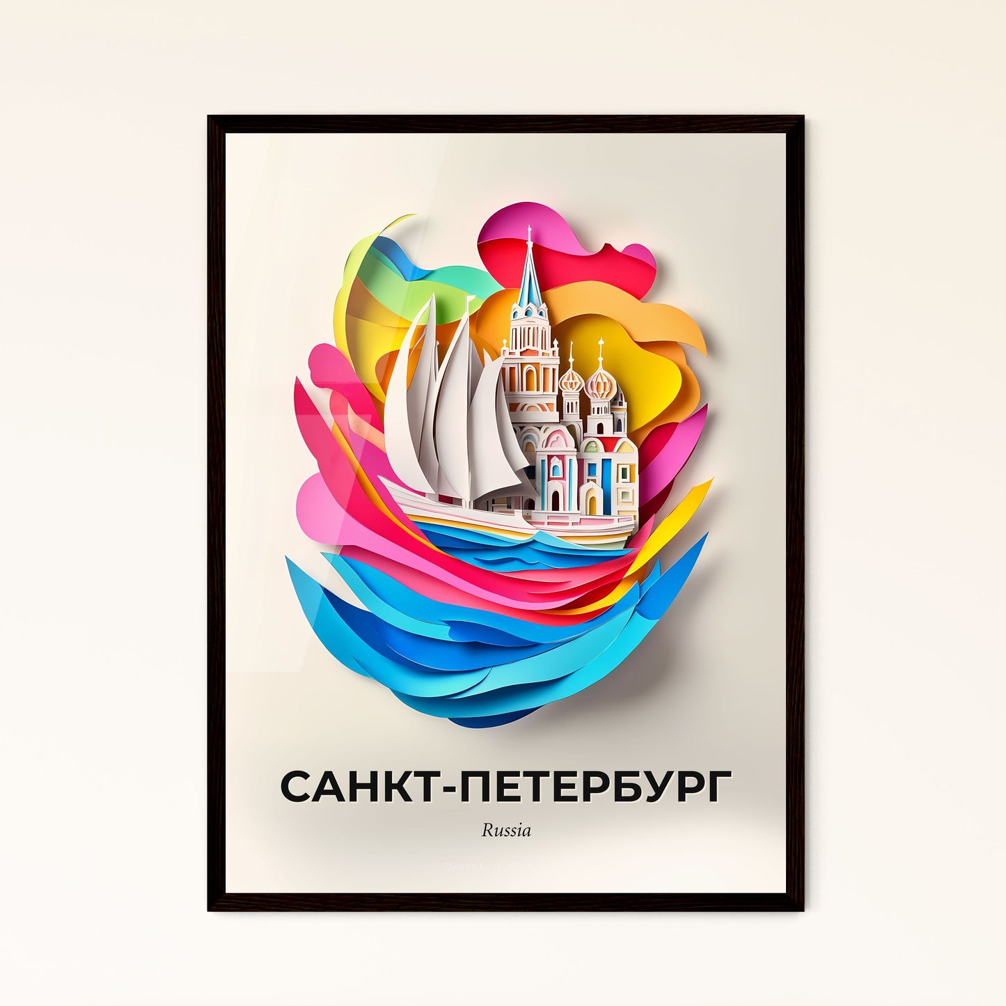 Vivid Saint Petersburg, Russia - a paper cut of a boat in a body of water