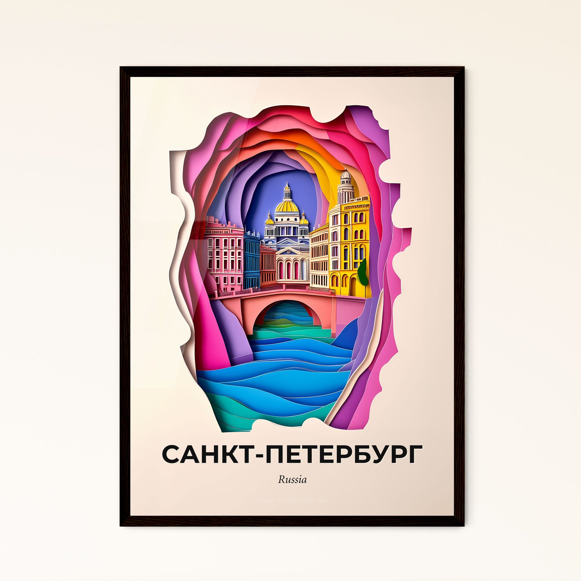 Vivid Saint Petersburg, Russia - a paper cut of a city with a bridge