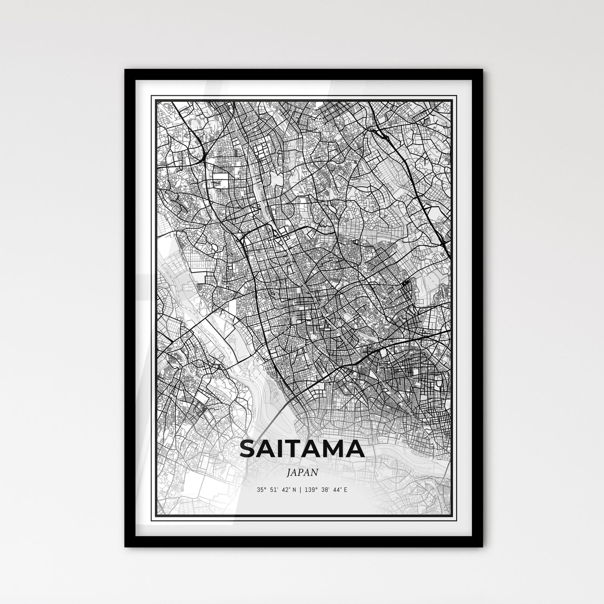 Saitama Japan - Scandinavian Style City Map for Modern Home Decor