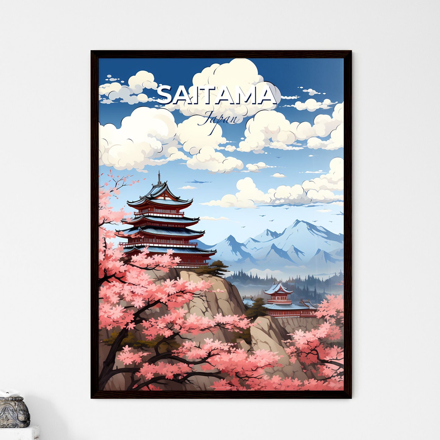 Vibrant Japanese Art | Pagoda Skyline | Saitama City | Digital Painting Default Title