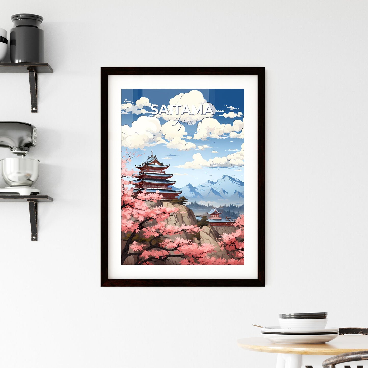 Vibrant Japanese Art | Pagoda Skyline | Saitama City | Digital Painting Default Title