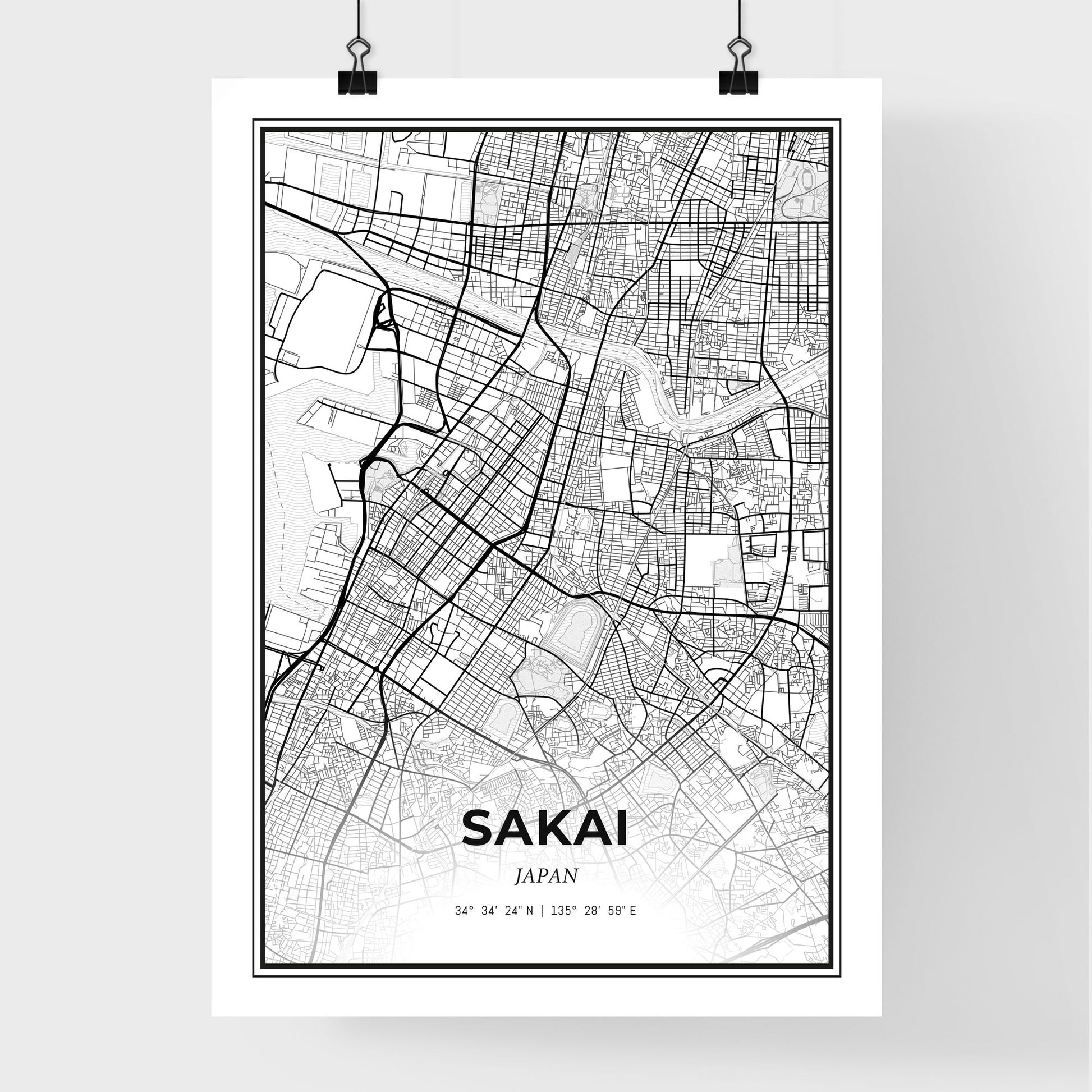 Sakai Japan - Premium City Map Poster