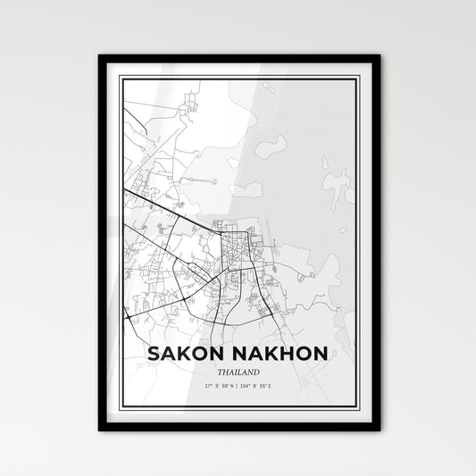 Sakon Nakhon Thailand - Scandinavian Style City Map for Modern Home Decor