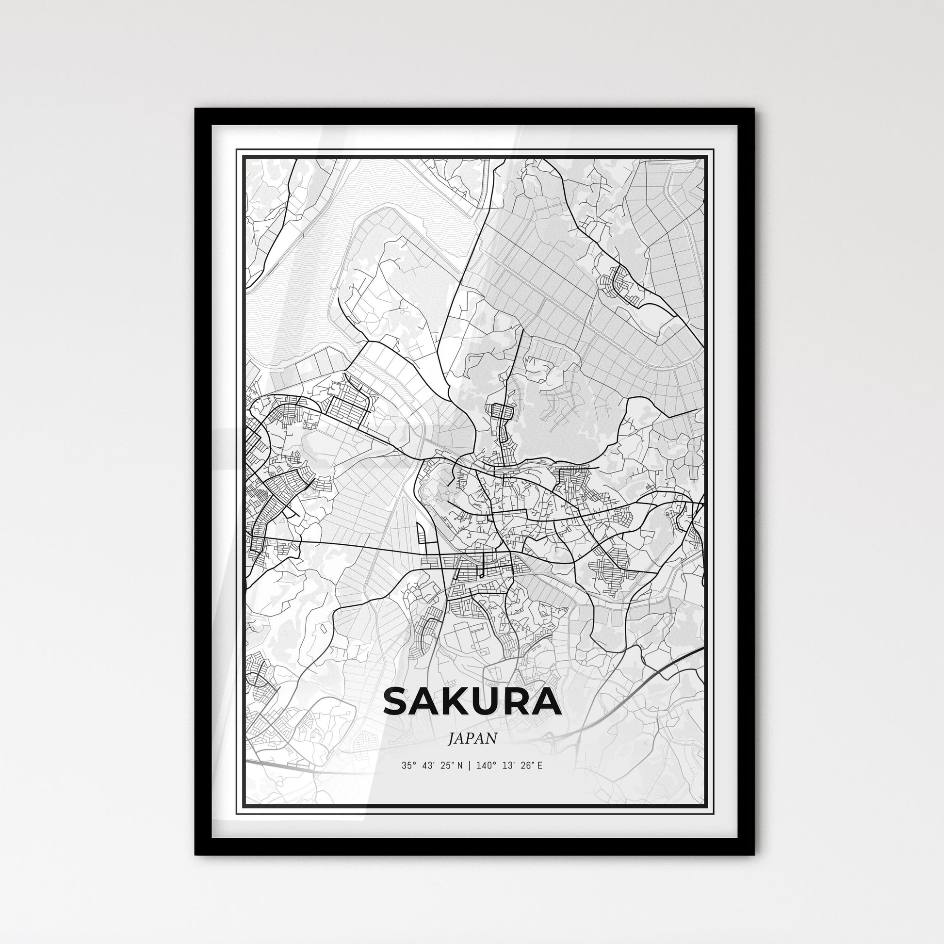 Sakura Japan - Scandinavian Style City Map for Modern Home Decor