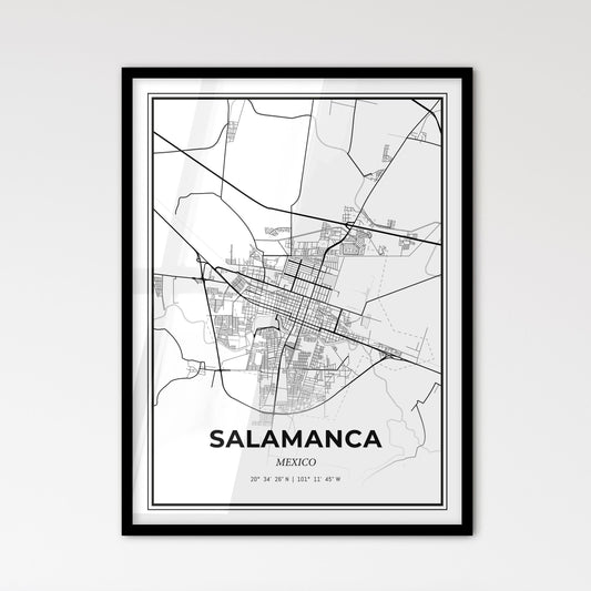 Salamanca Mexico - Scandinavian Style City Map for Modern Home Decor