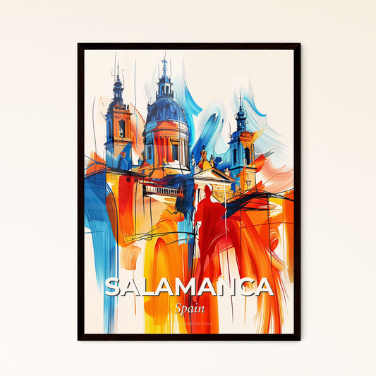 Vibrant Salamanca, Spain - A Painting Of A Skyline With A Colorful Building