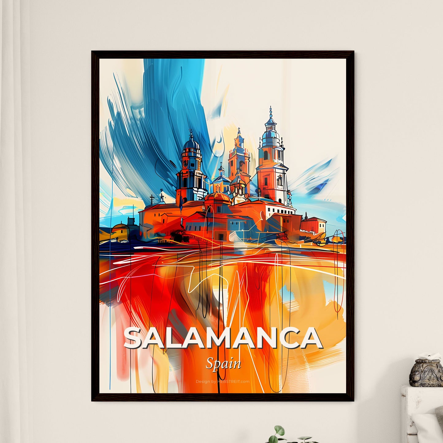 Vibrant Salamanca, Spain - A Painting Of A Building With Towers And A Colorful Background