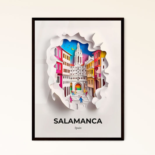 Vivid Salamanca, Spain - a paper cut of a city with a clock tower