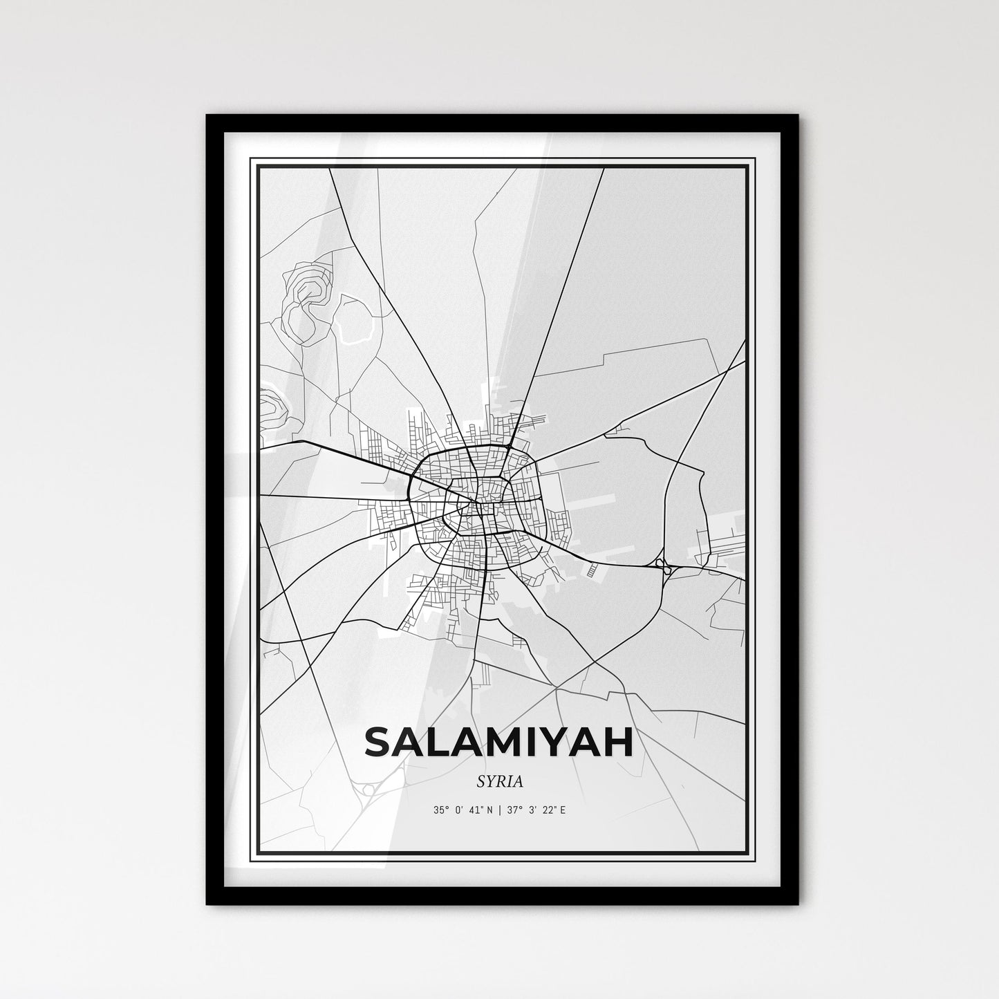 Salamiyah Syria - Scandinavian Style City Map for Modern Home Decor