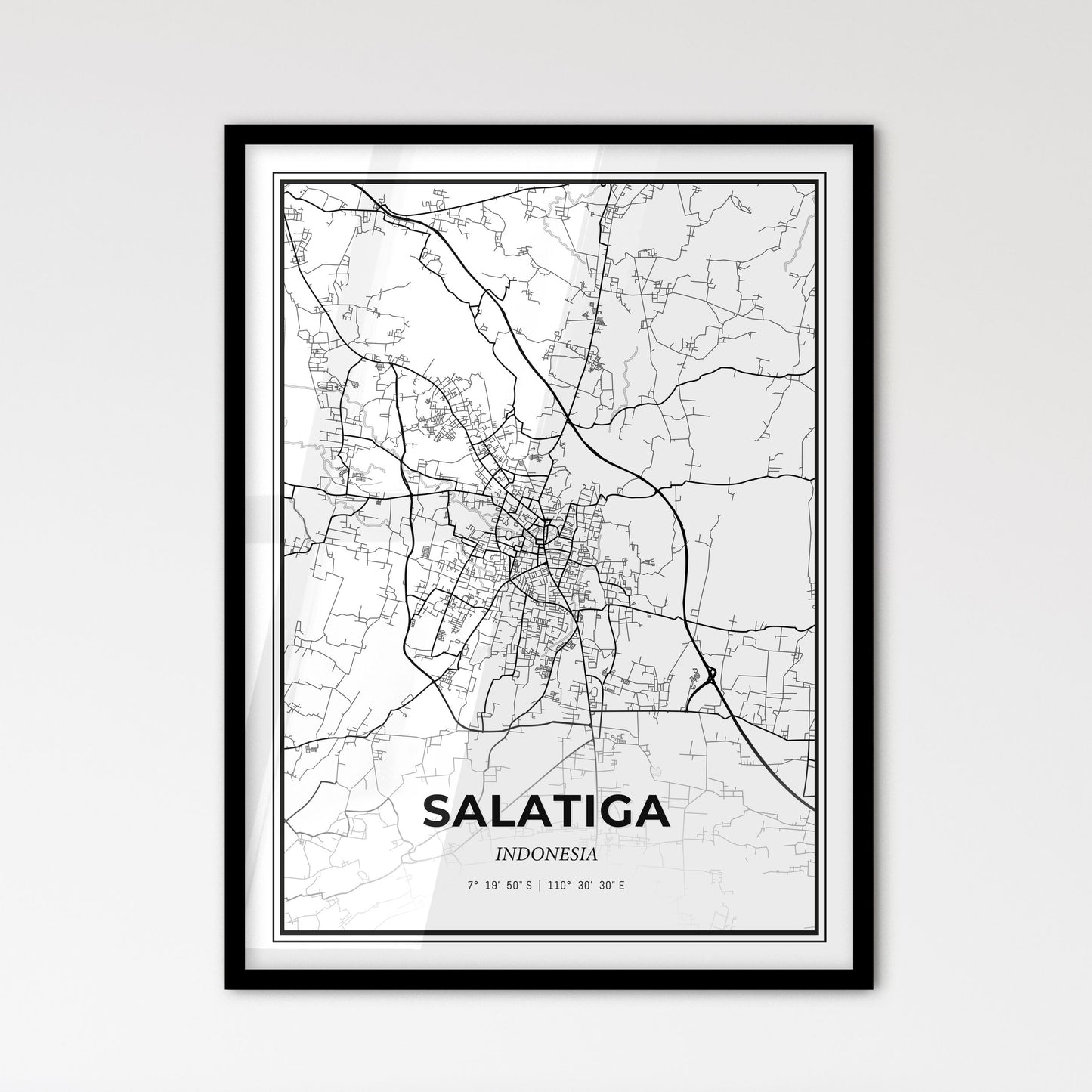 Salatiga Indonesia - Scandinavian Style City Map for Modern Home Decor