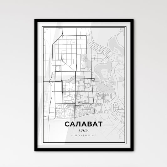 Salavat Russia - Scandinavian Style City Map for Modern Home Decor