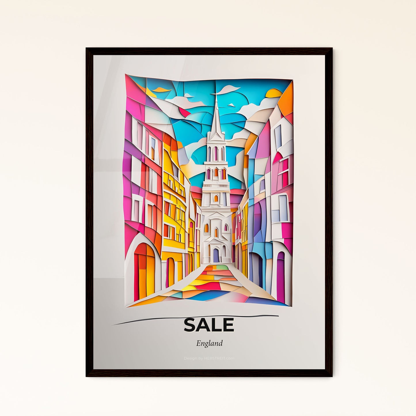 Vivid Sale, England - a painting of a church tower in a city