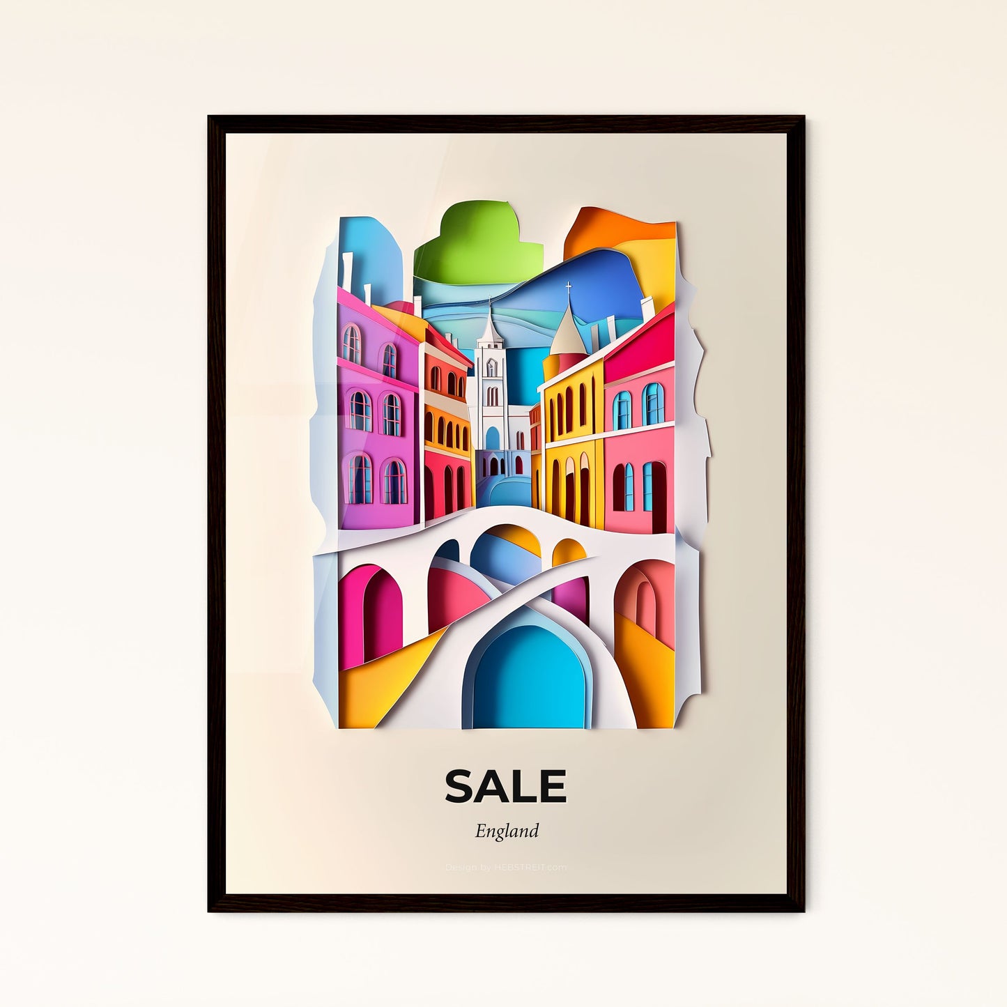 Vivid Sale, England - a paper cut of a city with a bridge