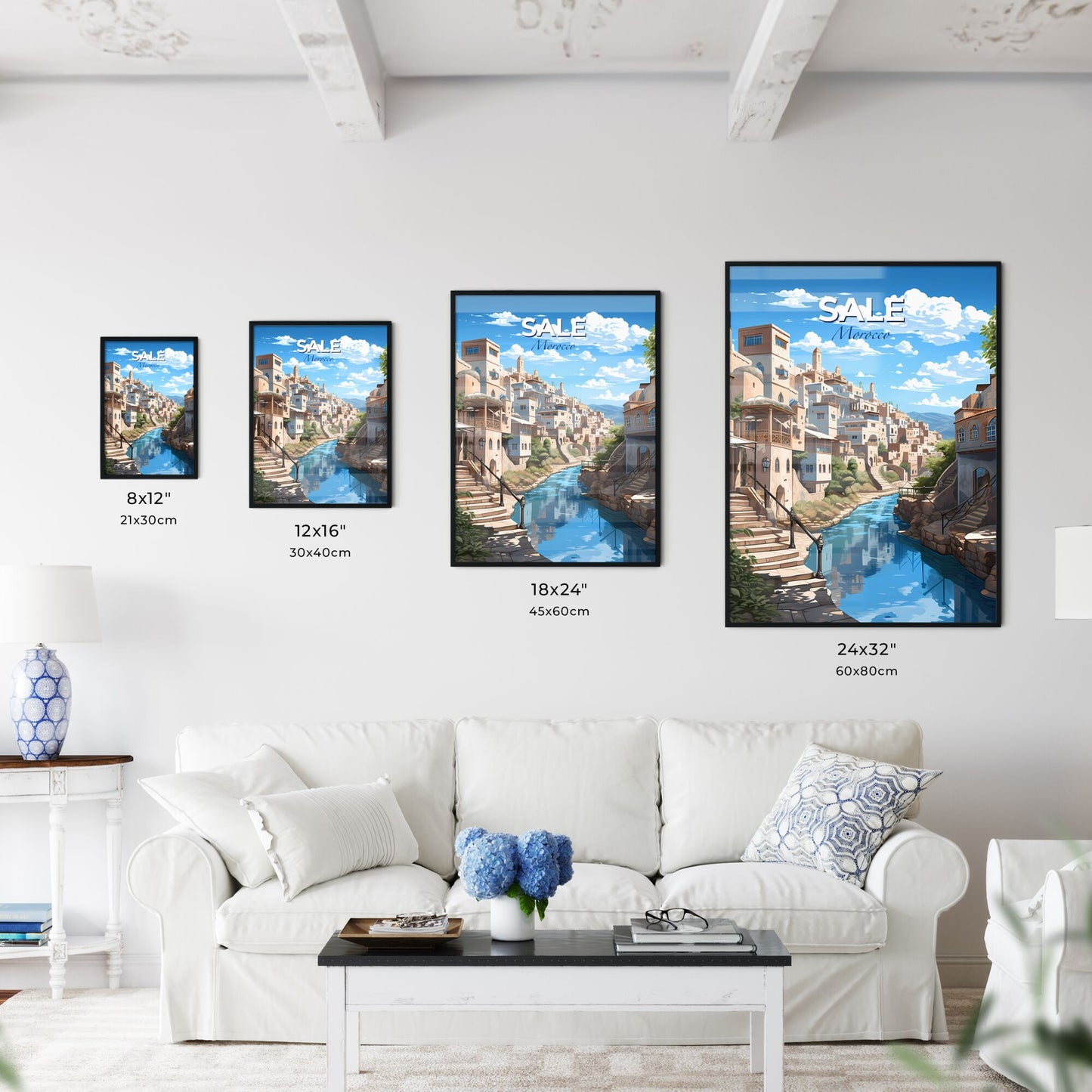 Vibrant Abstract Painting: River City Skyline Panorama, Morocco Inspired Default Title