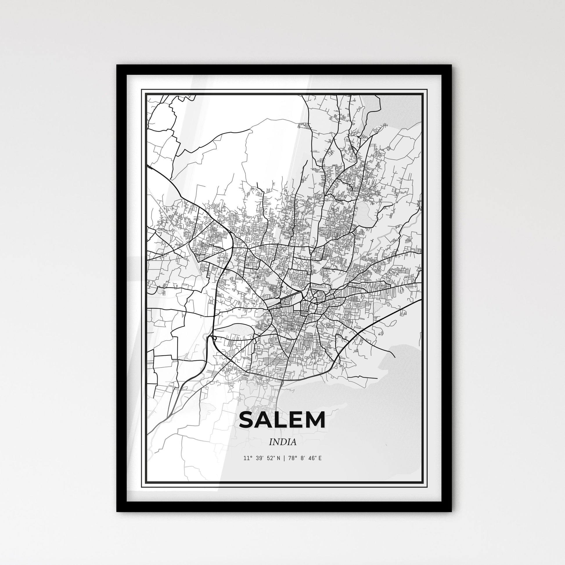 Salem India - Scandinavian Style City Map for Modern Home Decor