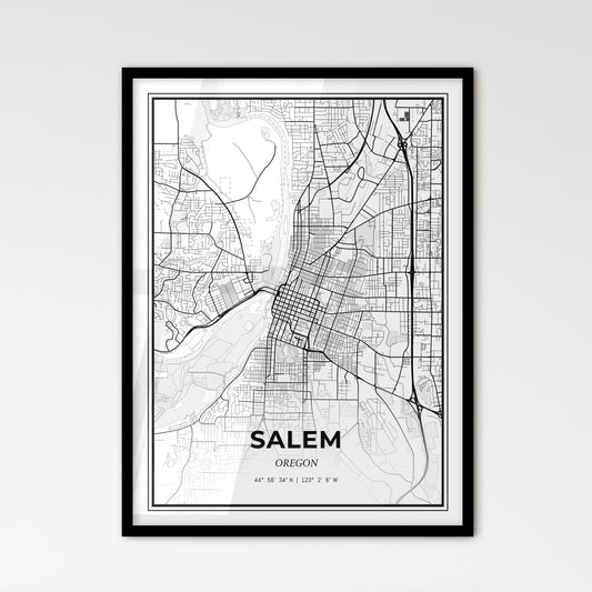 Salem Oregon - Scandinavian Style City Map for Modern Home Decor