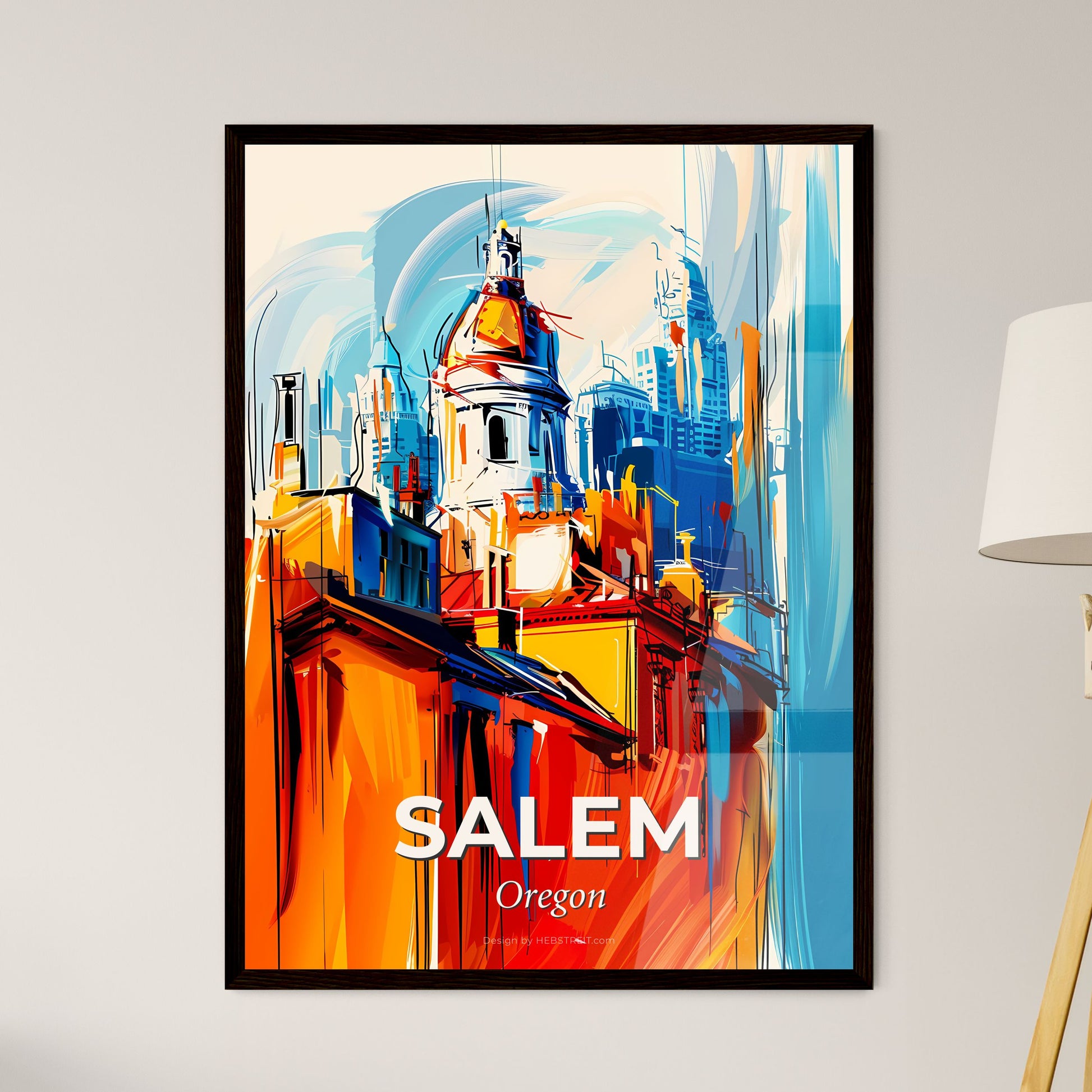 Vibrant Salem, Oregon - A Painting Of A Building With A Dome And A Tower