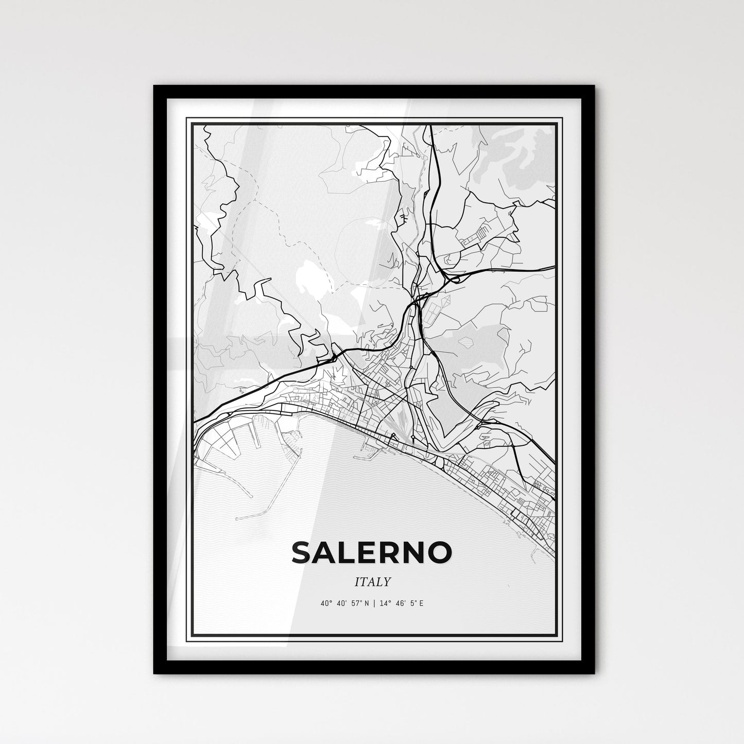 Salerno Italy - Scandinavian Style City Map for Modern Home Decor