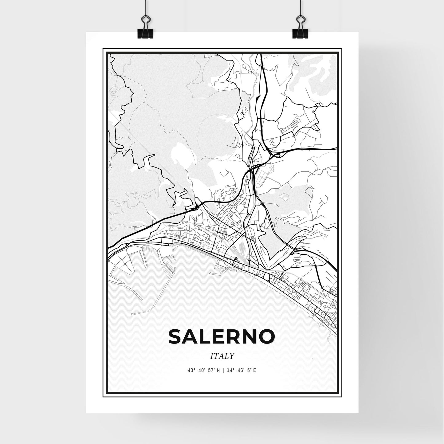 Salerno Italy - Premium City Map Poster