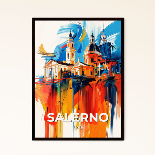 Vibrant Salerno, Italy - A Painting Of A Building With Colorful Paint