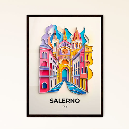 Vivid Salerno, Italy - a colorful city with a clock on the top of it