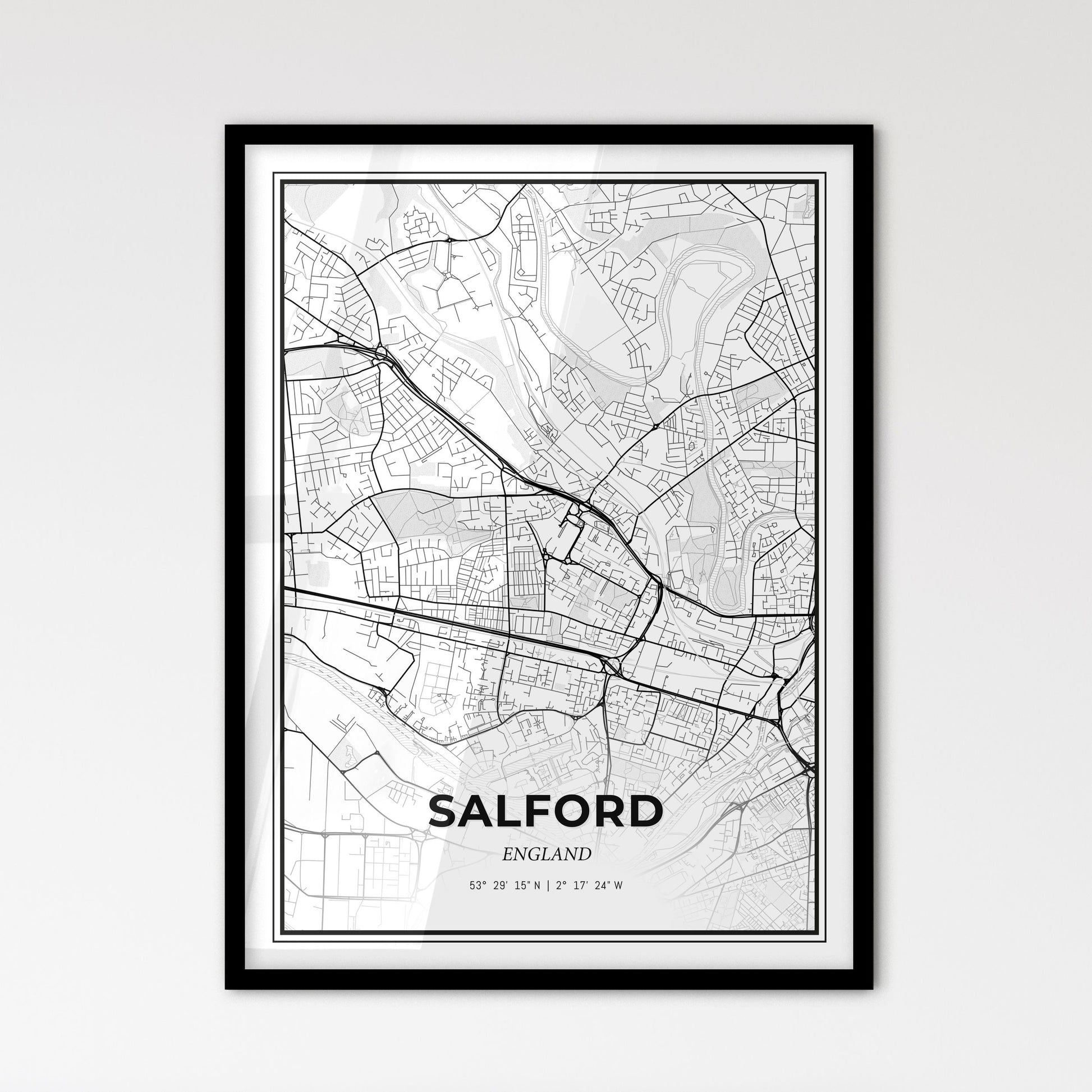 Salford England - Scandinavian Style City Map for Modern Home Decor