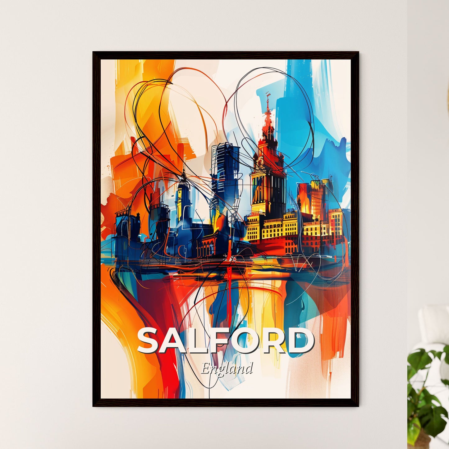 Vibrant Salford, England - A Colorful Painting Of A City