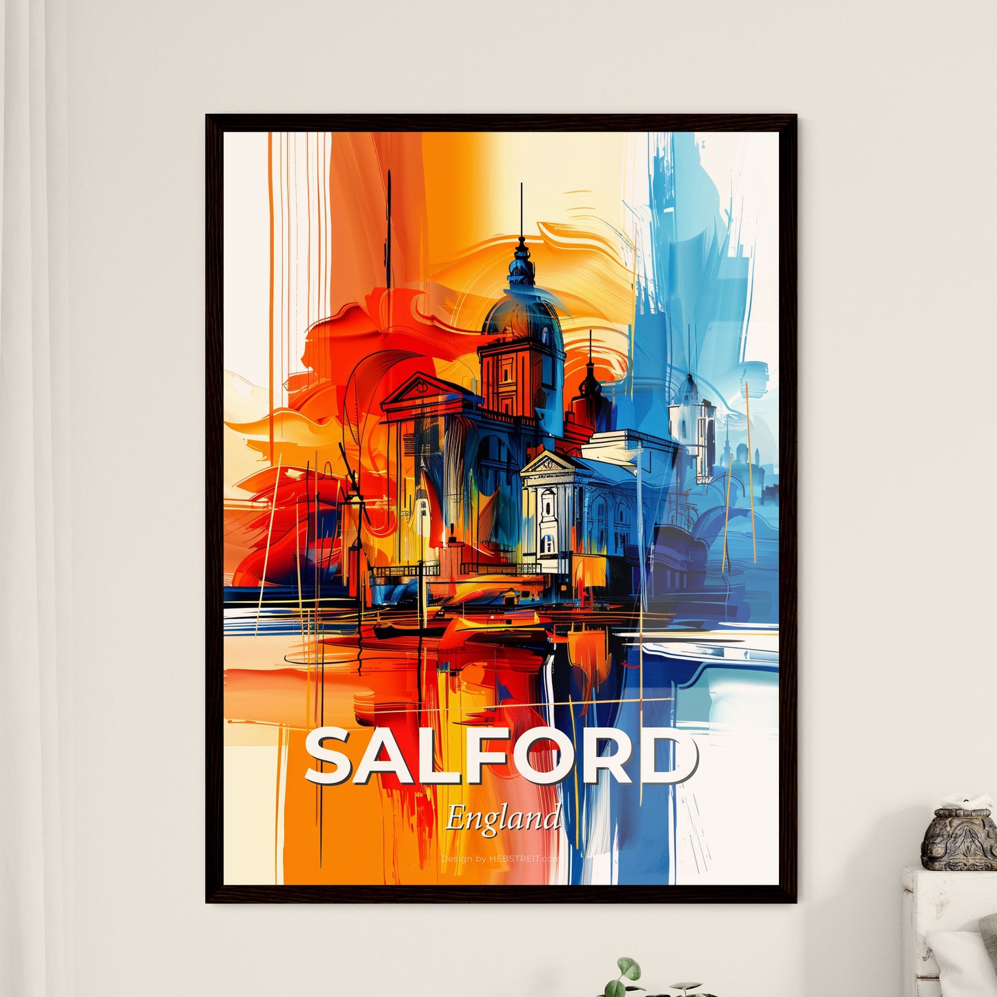 Vibrant Salford, England - A Painting Of A Building