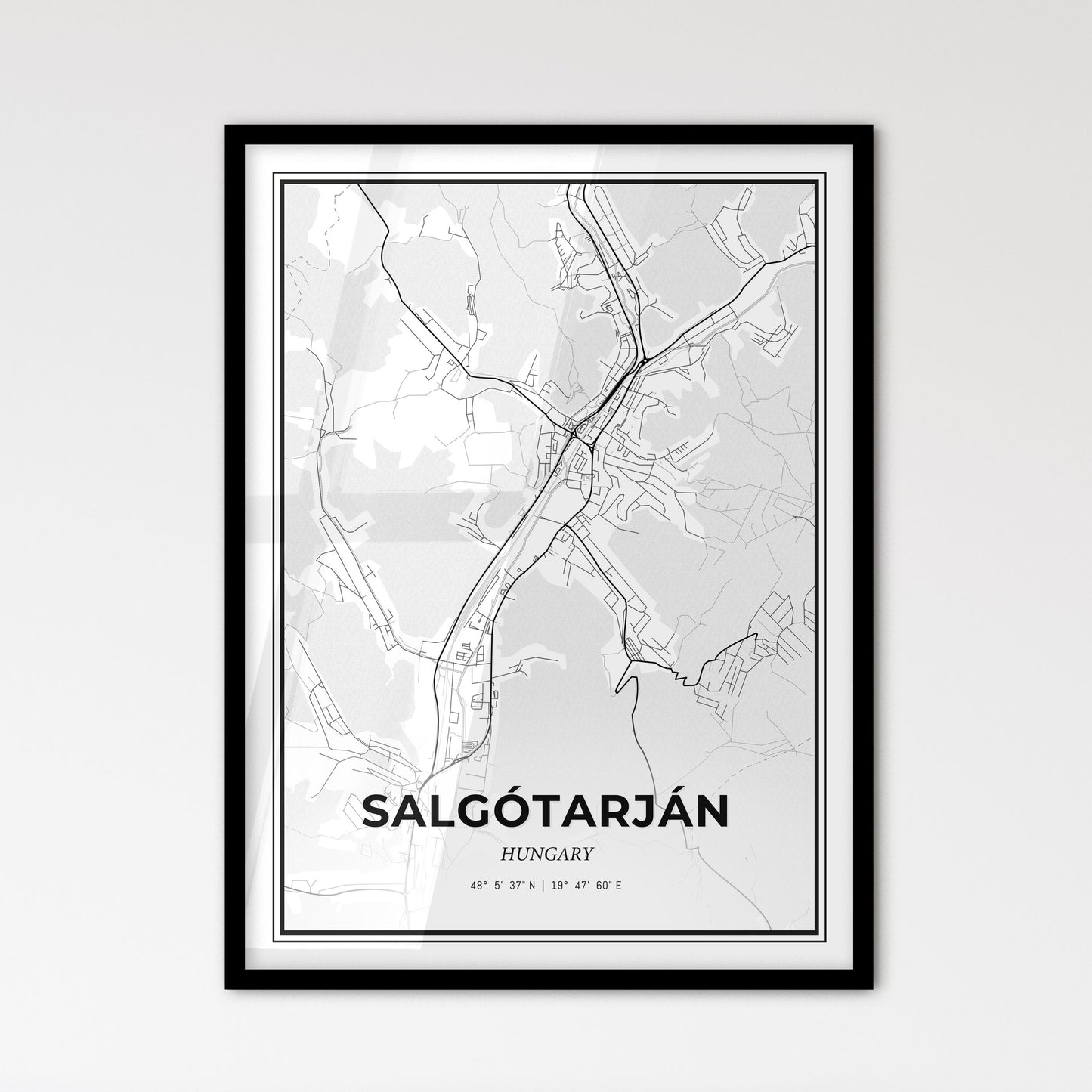 Salgótarján Hungary - Scandinavian Style City Map for Modern Home Decor