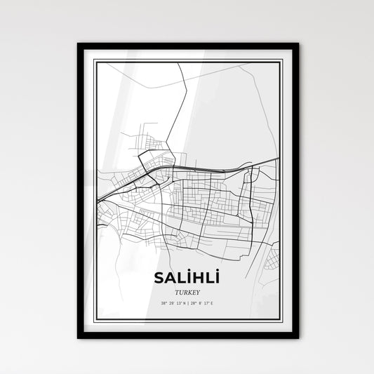 Salihli Turkey - Scandinavian Style City Map for Modern Home Decor