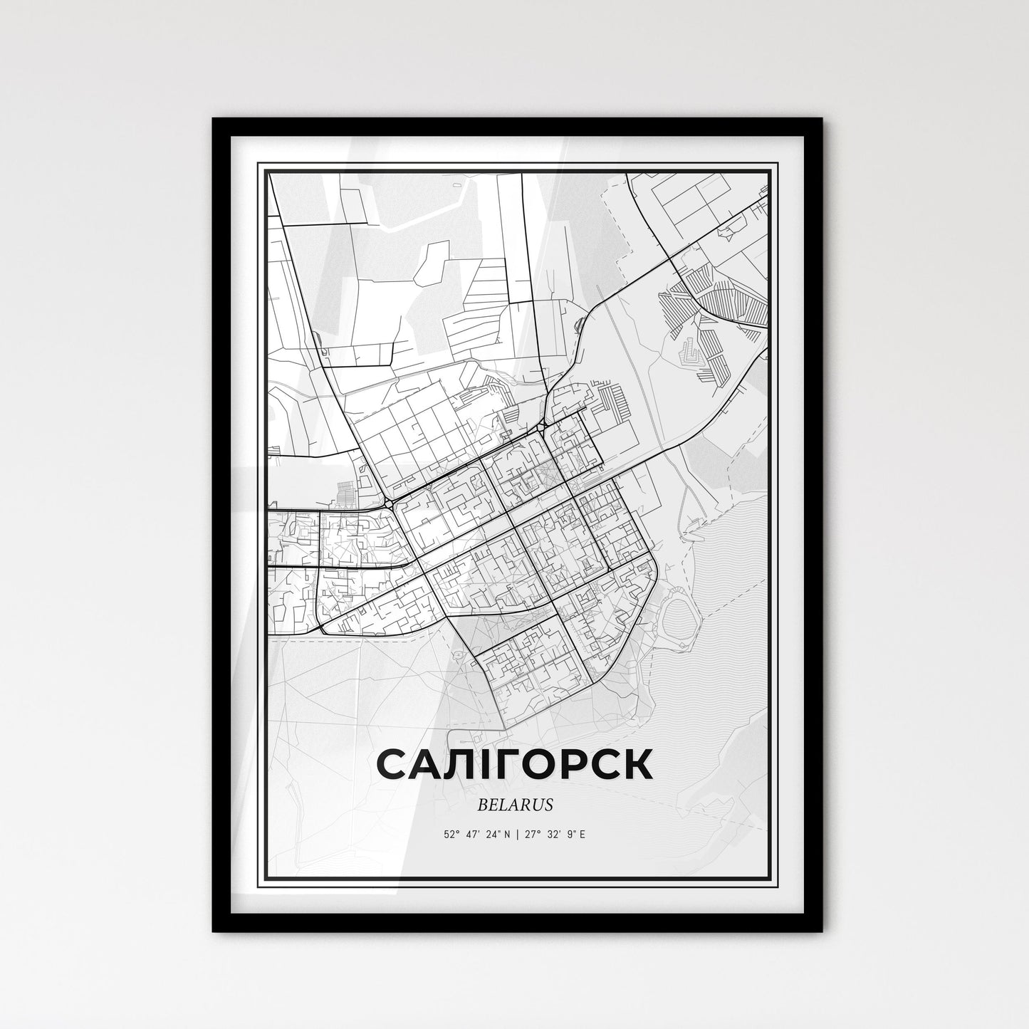 Salihorsk Belarus - Scandinavian Style City Map for Modern Home Decor