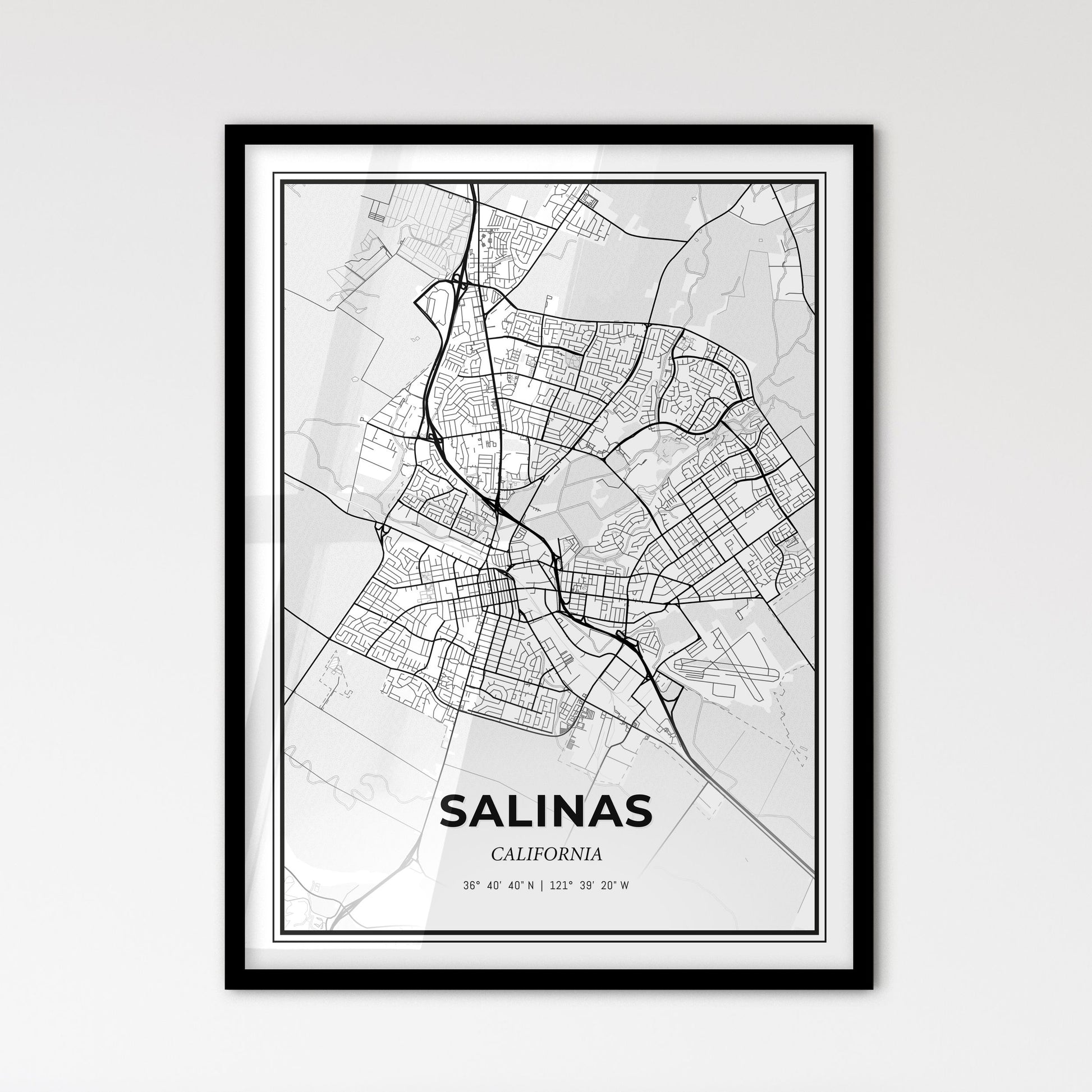 Salinas California - Scandinavian Style City Map for Modern Home Decor