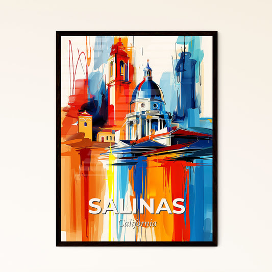 Vibrant Salinas, California - A Painting Of A Building With A Dome And Towers