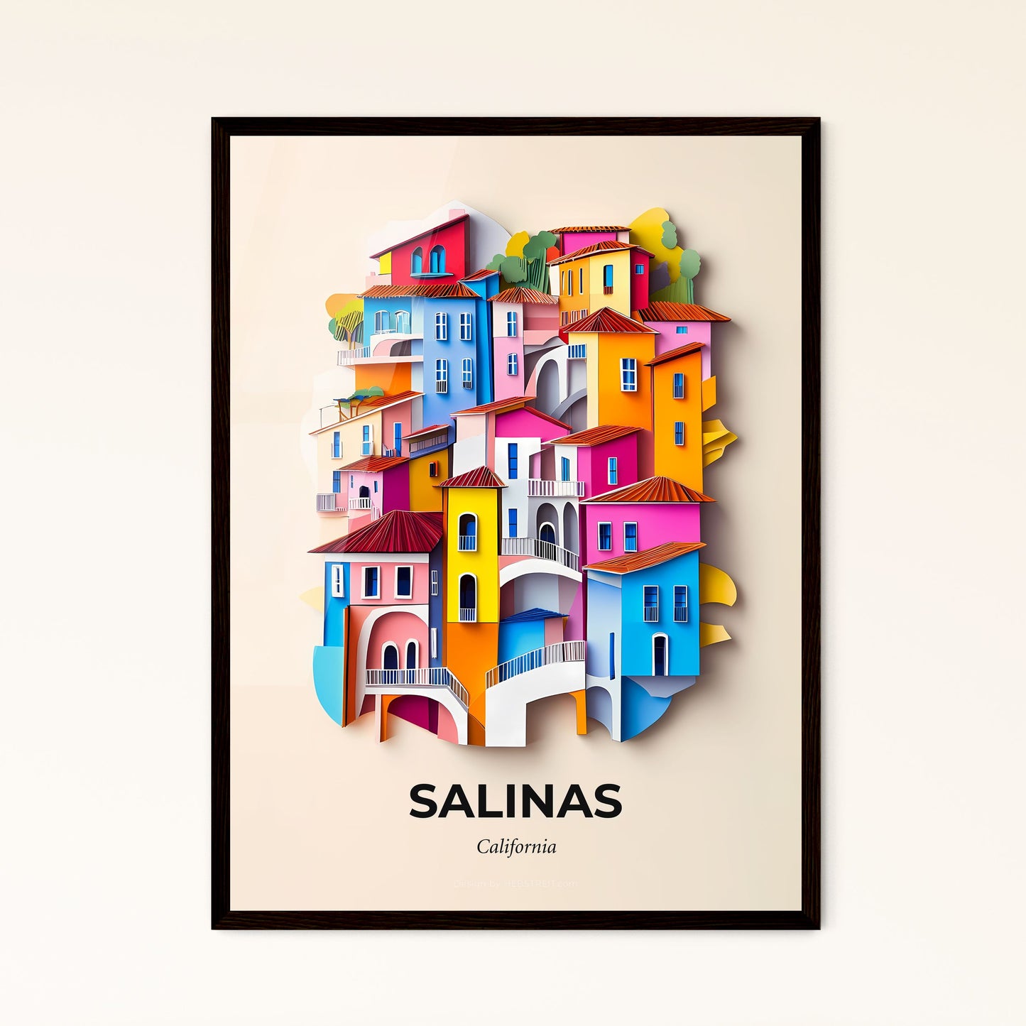 Vivid Salinas, California - a colorful city with a bridge and a tree