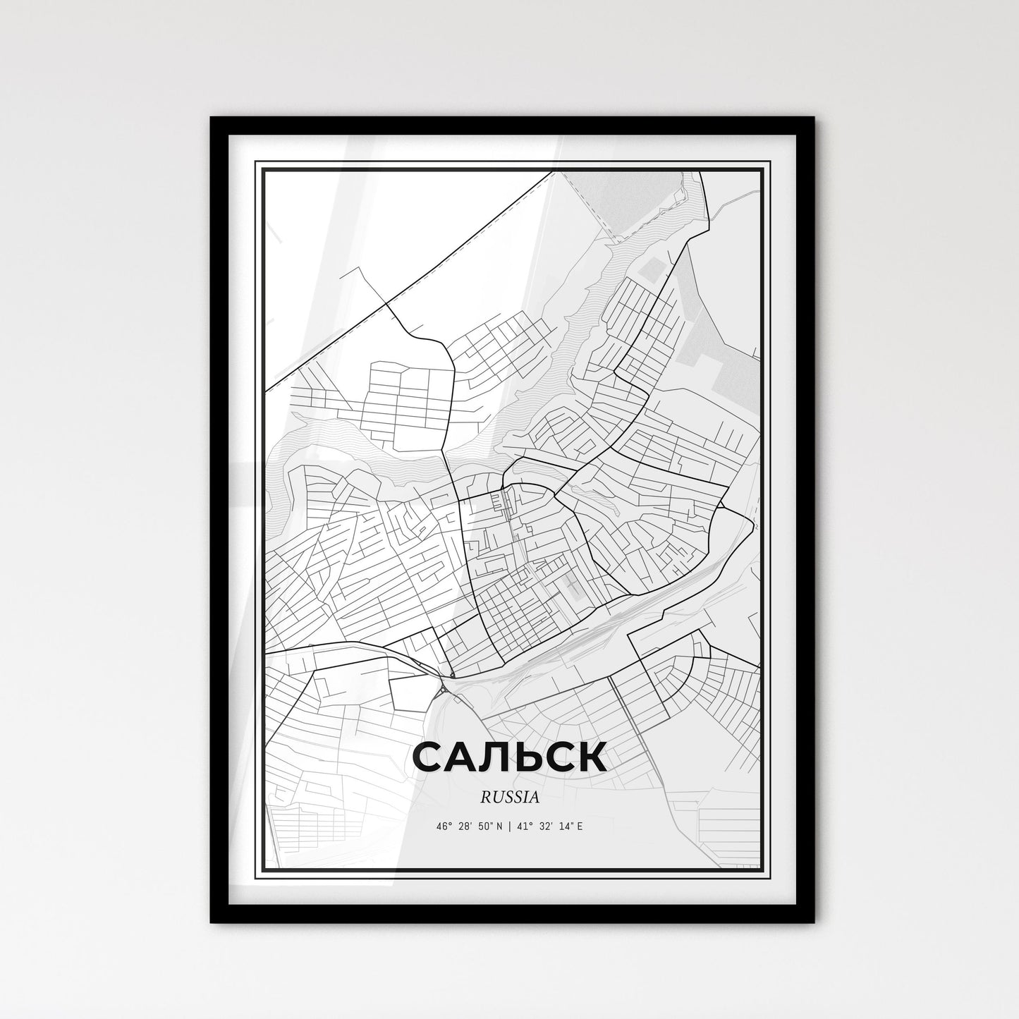 Salsk Russia - Scandinavian Style City Map for Modern Home Decor