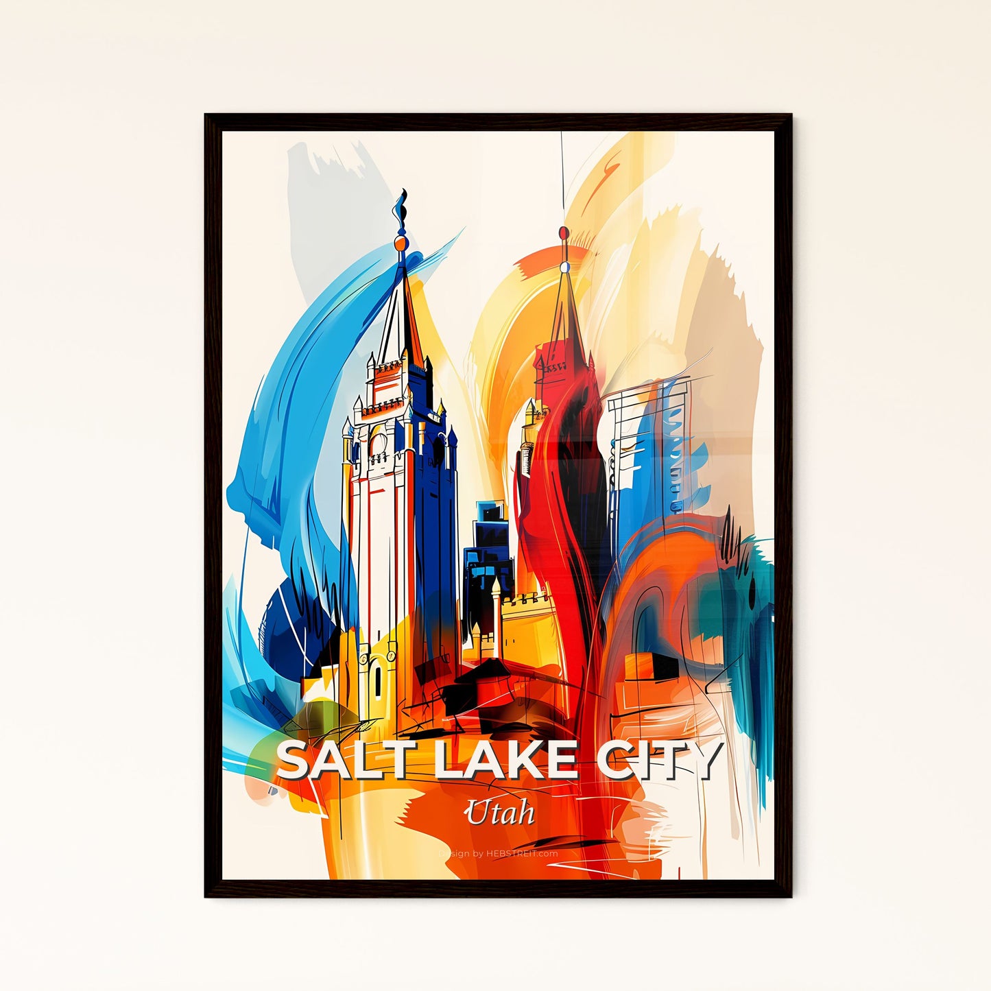 Vibrant Salt Lake City, Utah - A Colorful Painting Of A Building