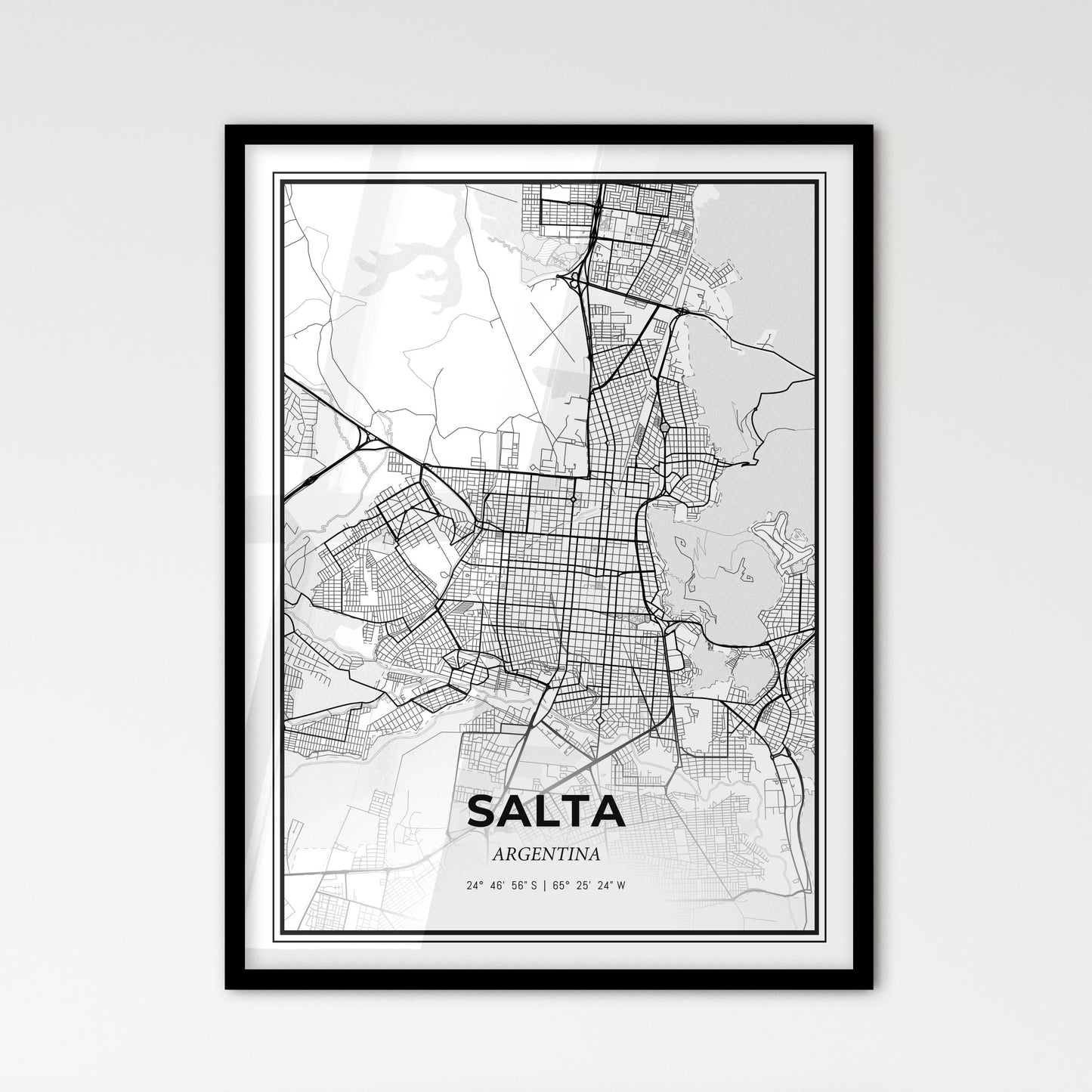 Salta Argentina - Scandinavian Style City Map for Modern Home Decor