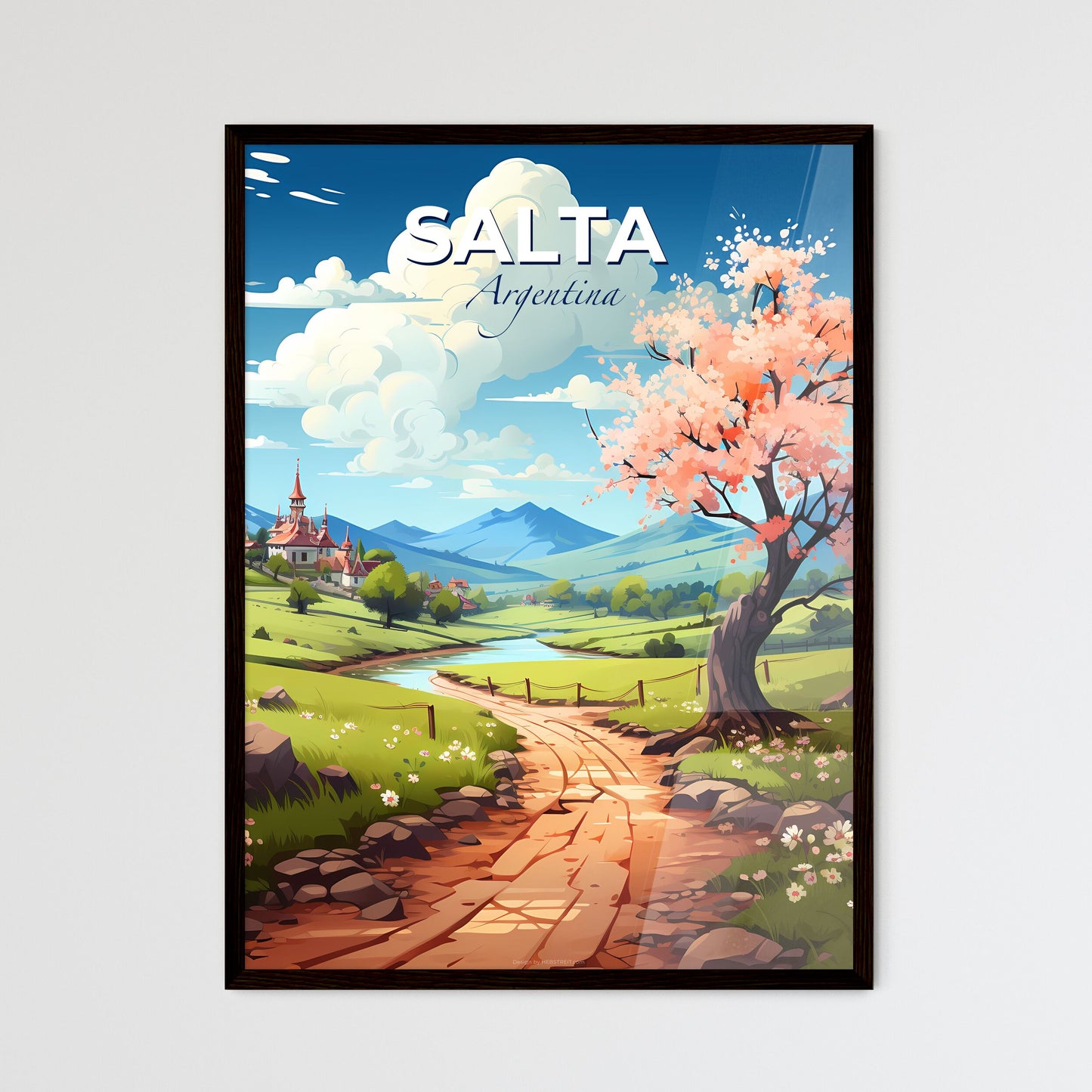 Salta Argentina Colorful Cityscape Painting - Road to the Village Default Title