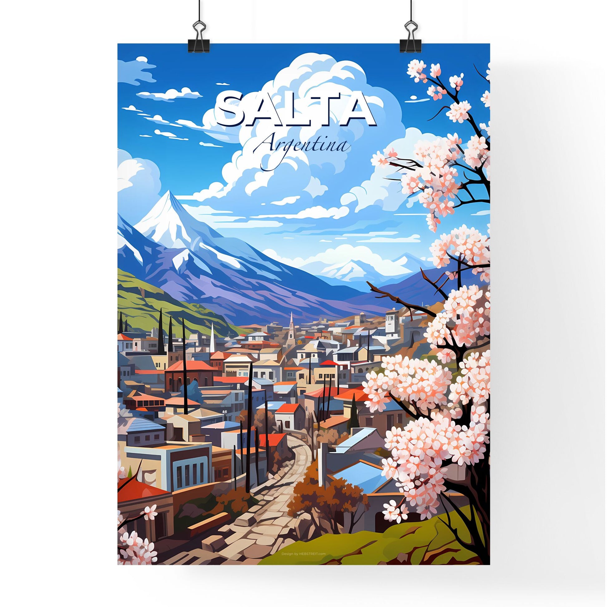 Vibrant Painting Captures Salta, Argentina's Skyline with Mountains and Trees Default Title