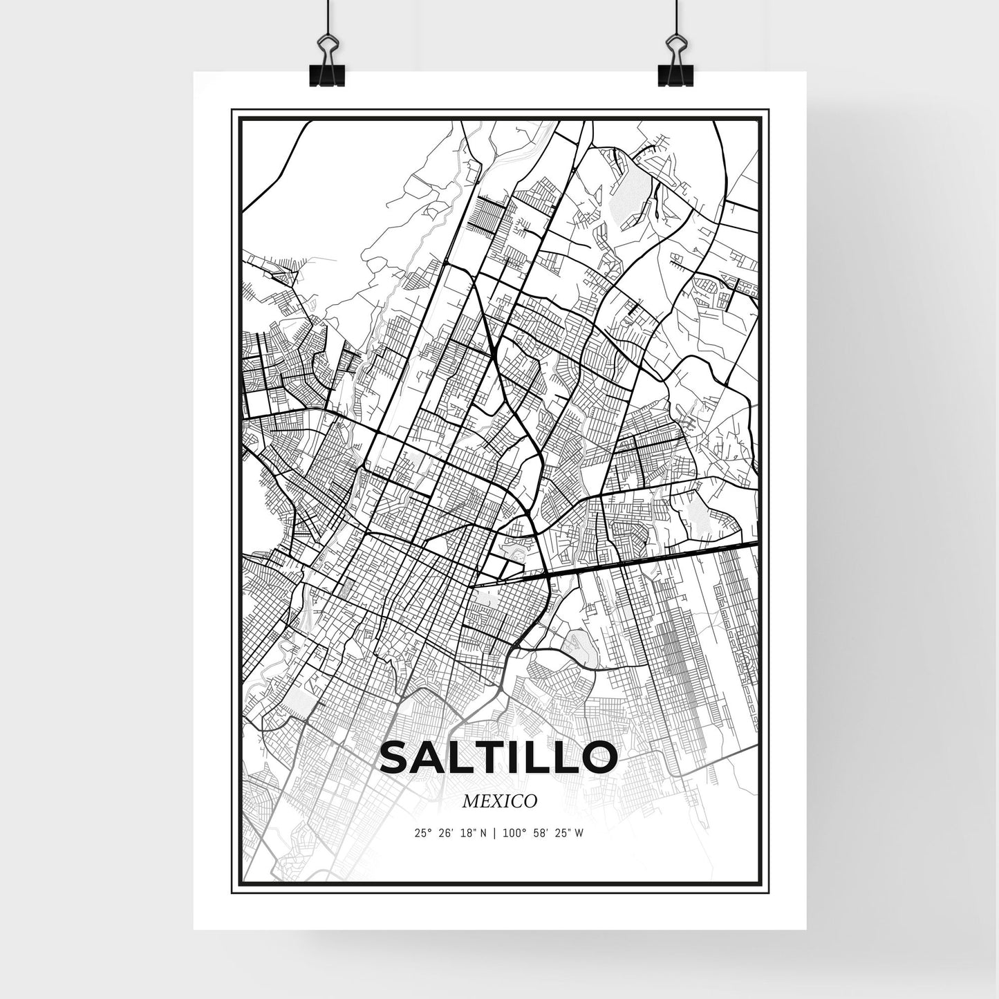 Saltillo Mexico - Premium City Map Poster