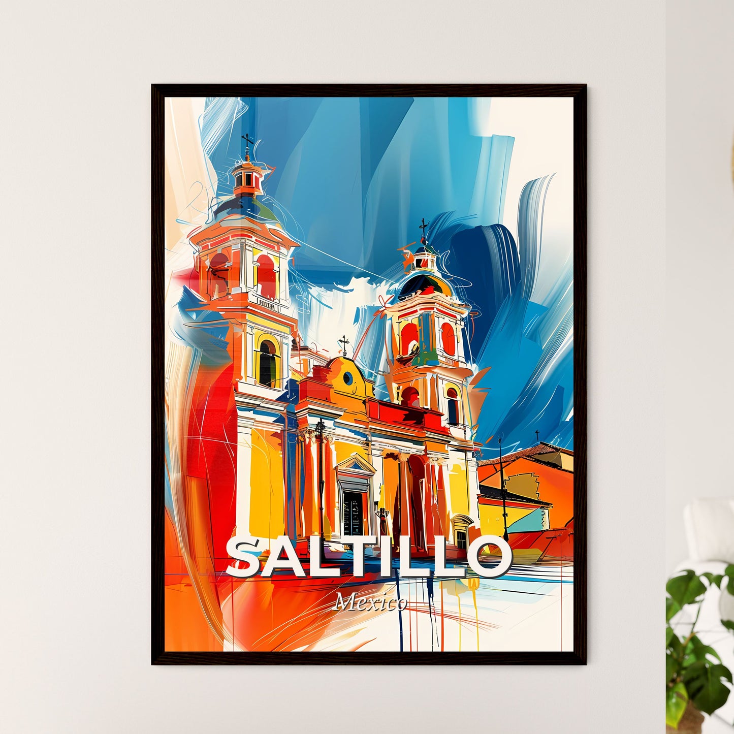 Vibrant Saltillo, Mexico - A Painting Of A Building