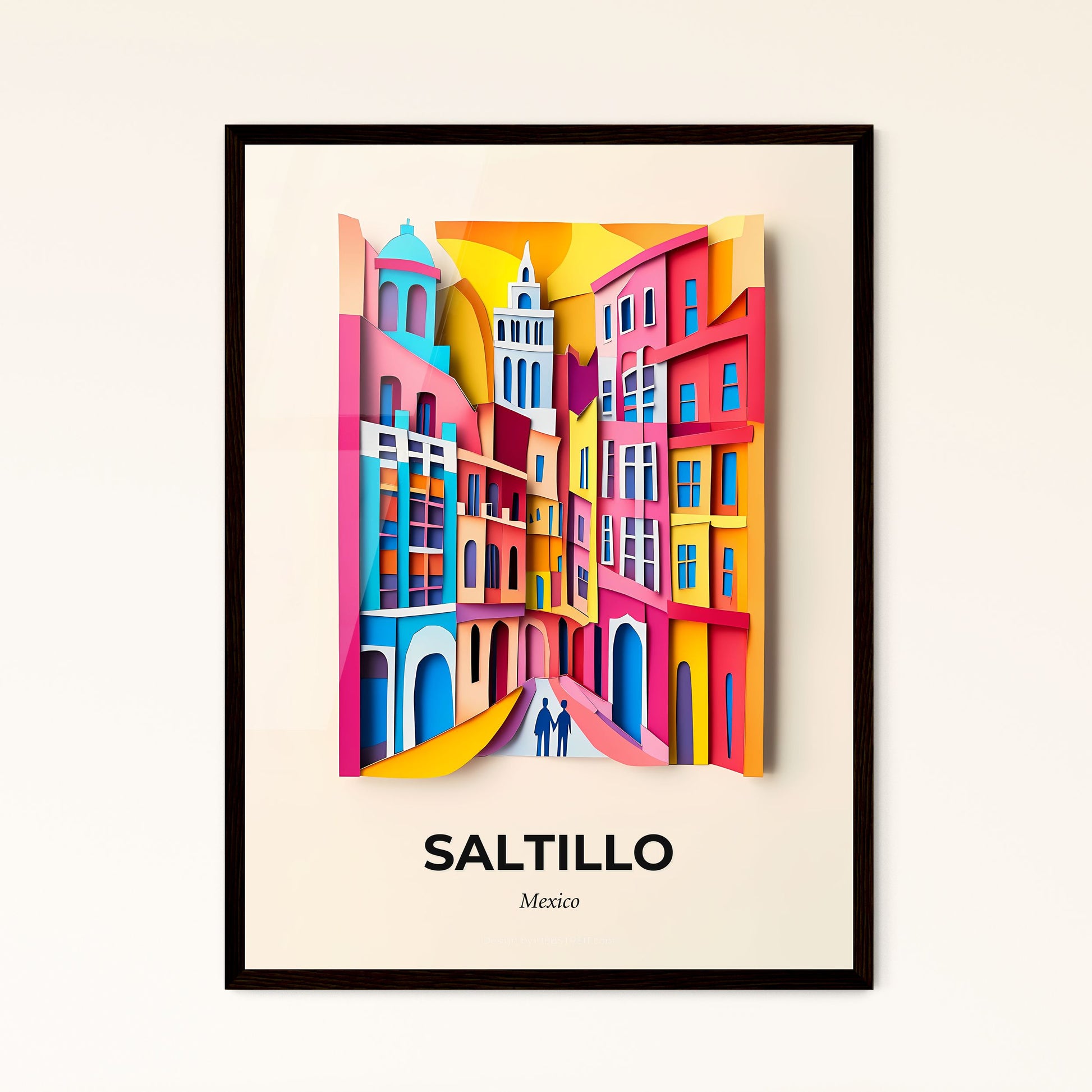 Vivid Saltillo, Mexico - a colorful city with a clock tower on top of it