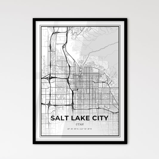 Salt Lake City Utah - Scandinavian Style City Map for Modern Home Decor