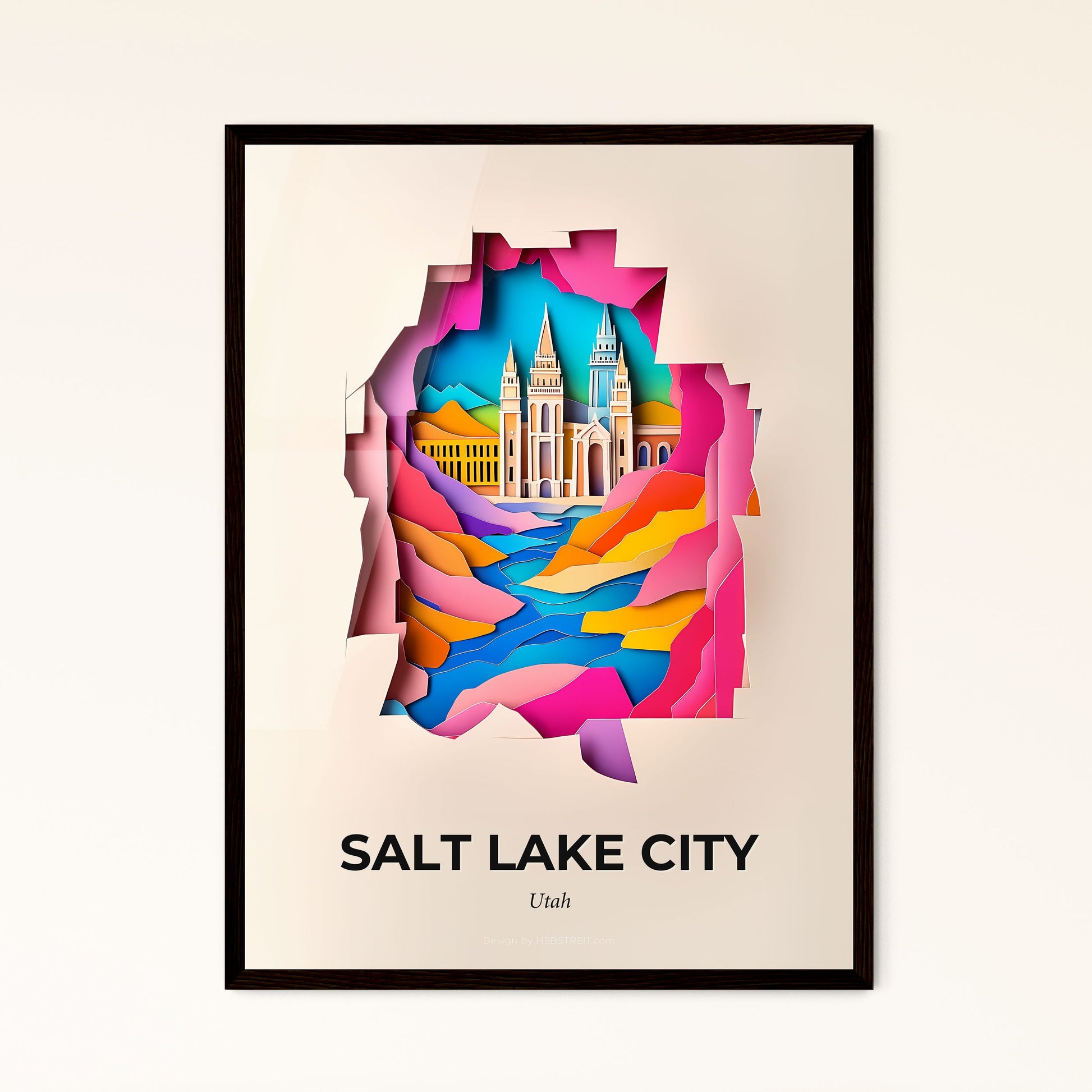 Vivid Salt Lake City, Utah - a paper cut of a church and a river