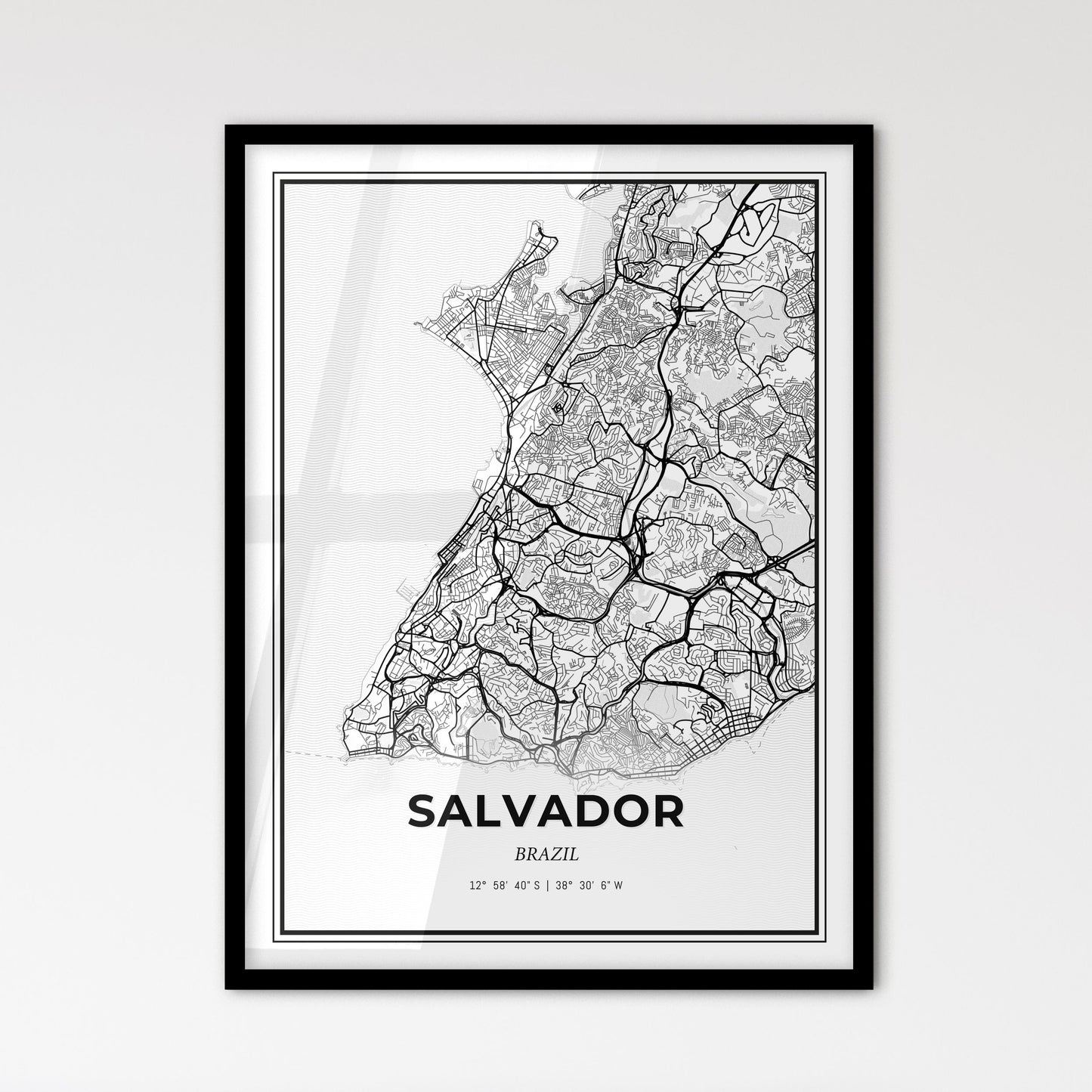 Salvador Brazil - Scandinavian Style City Map for Modern Home Decor