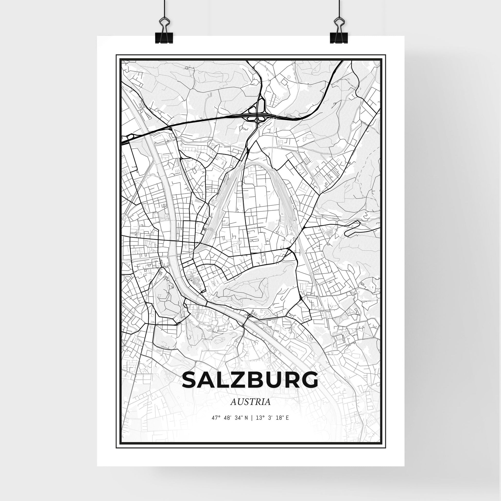 Salzburg Austria - Premium City Map Poster