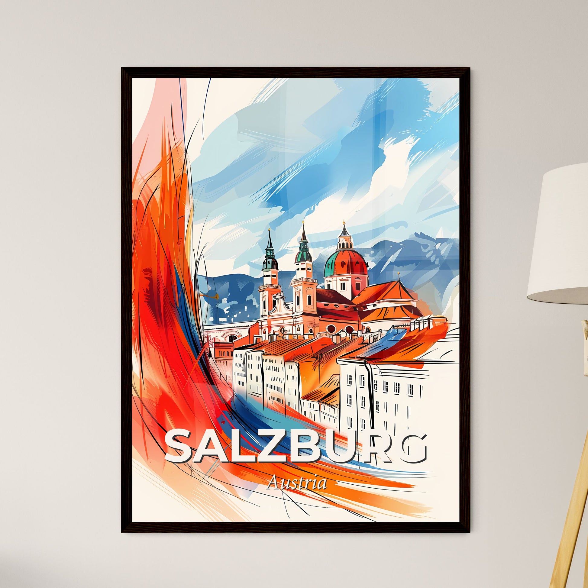 Vibrant Salzburg, Austria - A Painting Of A City